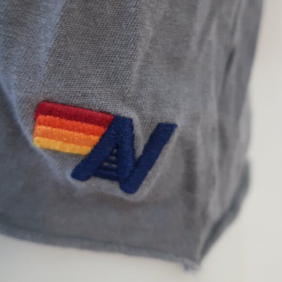 Womens Aviator Nation Gray Chasing Rainbow Graphic Cropped T-Shirt Top M - Picture 4 of 7